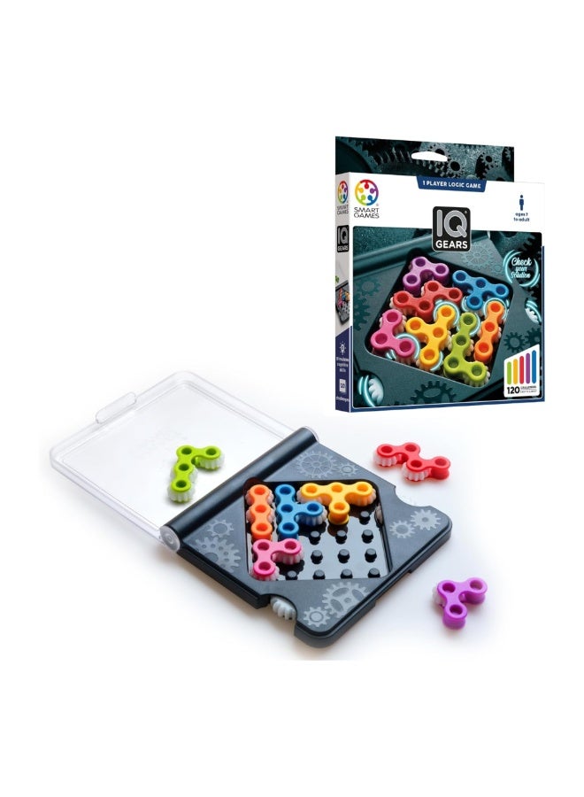 SmartGames IQ Gears, Fun IQ Brain Teaser Puzzle, Cognitive Development STEM Toy with 120+ Challenges, Travel Friendly Handheld Educational Matching Puzzle Game, Suitable for Children Above 7+ - Image 1